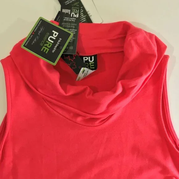 Pure Essence Bamboo Sleeveless Mock Neck Tunic – Coral Pink XS NWT - Picture 7 of 10